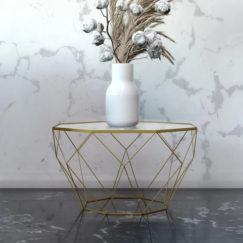 Malibu 22 Modern Octagonal Coffee Table with Tempered Glass Top and Durable Metal Geometric Base for Living Room or Office - image 5