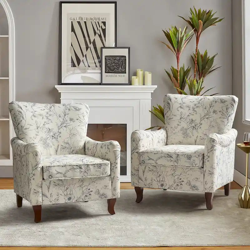 Set of 2 Samouel Contemporary Floral Wingback Armchairs by HULALA HOME - image 12