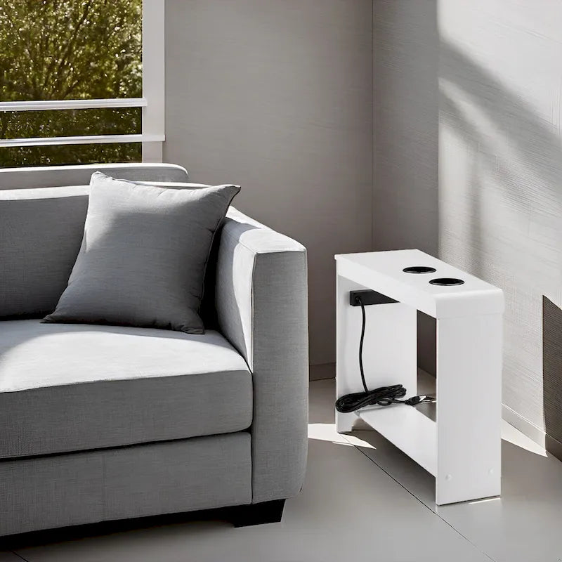 Compact Charging Side Table - Nightstand with Storage, Dual Power Outlets & USB Ports - image 25
