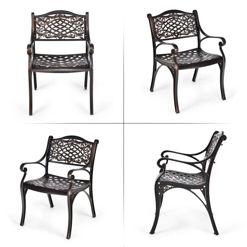 24Pcs All Weather Cast Aluminum Chairs With Armrests Amp Curved Seats Outdoor Dining Chairs Patio Bistro Armchairs - Comforta