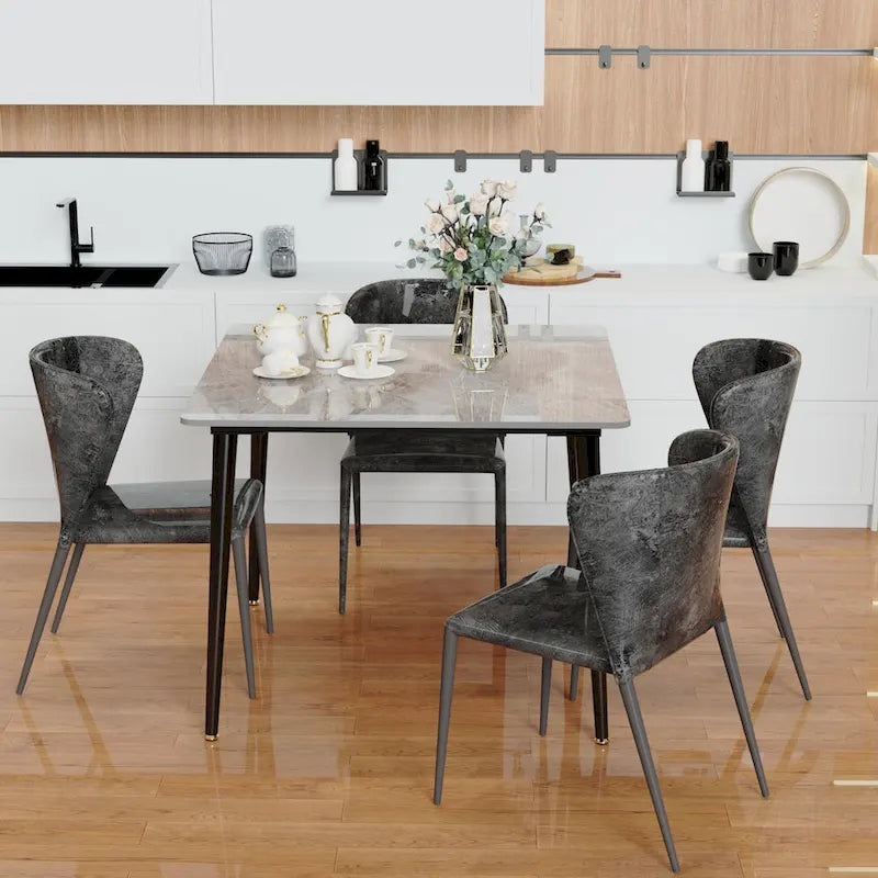 Contemporary Slate Kitchen Dining Table with Sintered Stone Surface and Metal Legs (Table Only) - 31.5 x 31.5 x 30 inches - image 16