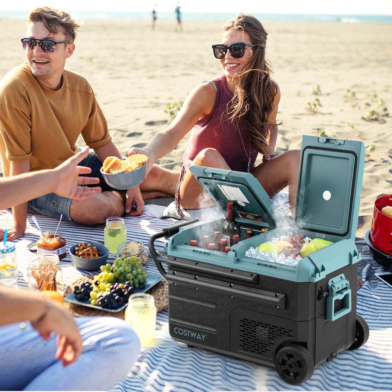 40-Quart Dual-zone Car Refrigerator with Wheels, 12V/24V DC & 100-240V AC Portable Car Fridge Cooler Freezer - image 12