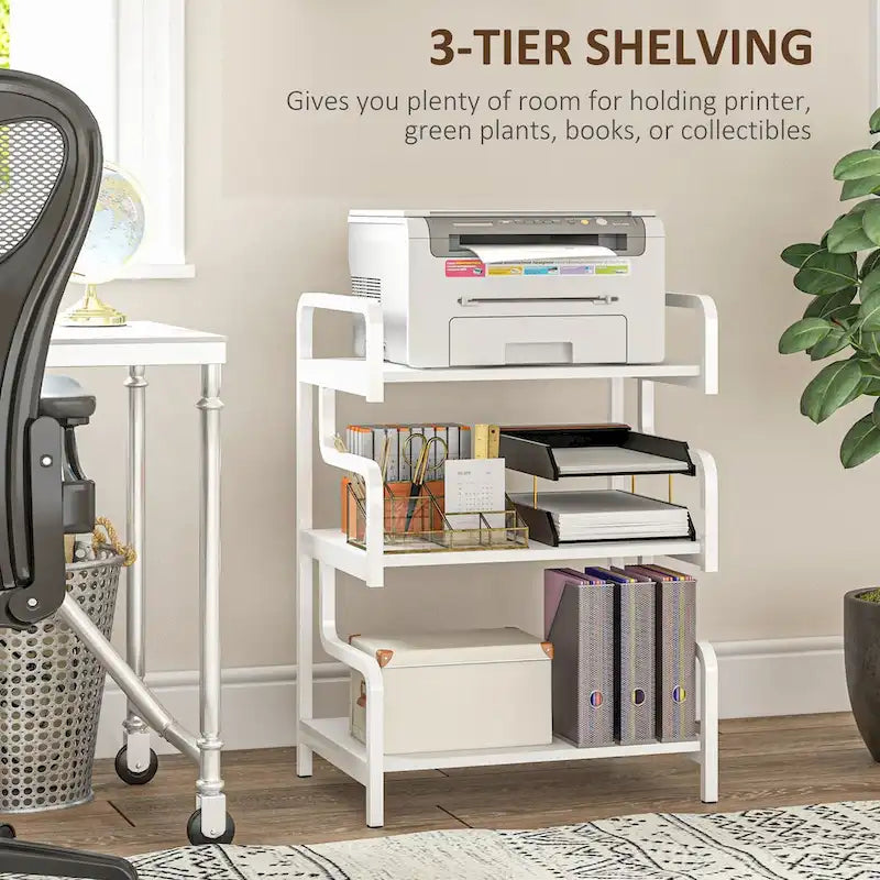 HOMCOM Industrial 3-Tier Printer Stand with Storage - Versatile Metal Rack for Home Office - image 5