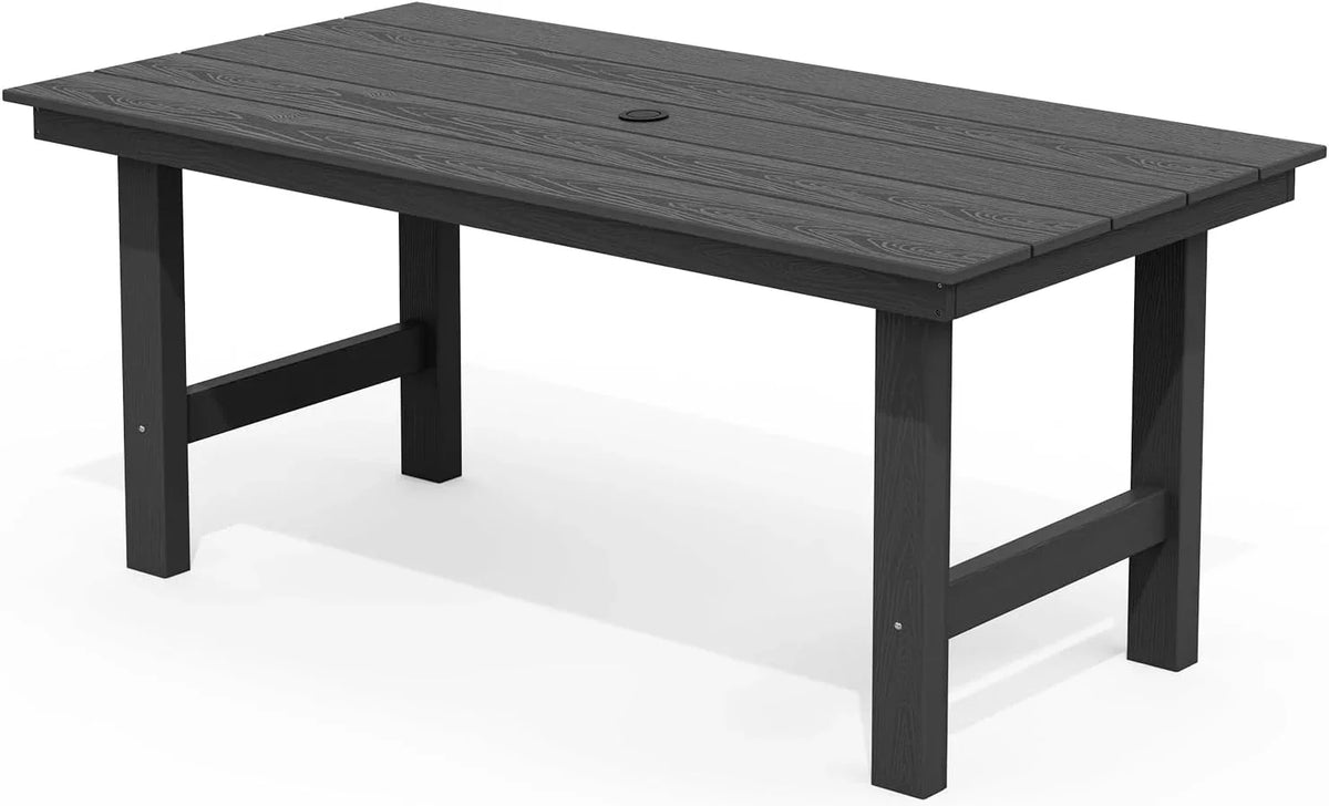 SERWALL 7-Piece Patio Table Set, Outdoor HDPE Dining Furniture with Umbrella Hole, All Weather Table and Chairs for Lawn, Garden, Poolside, Aruba - image 112