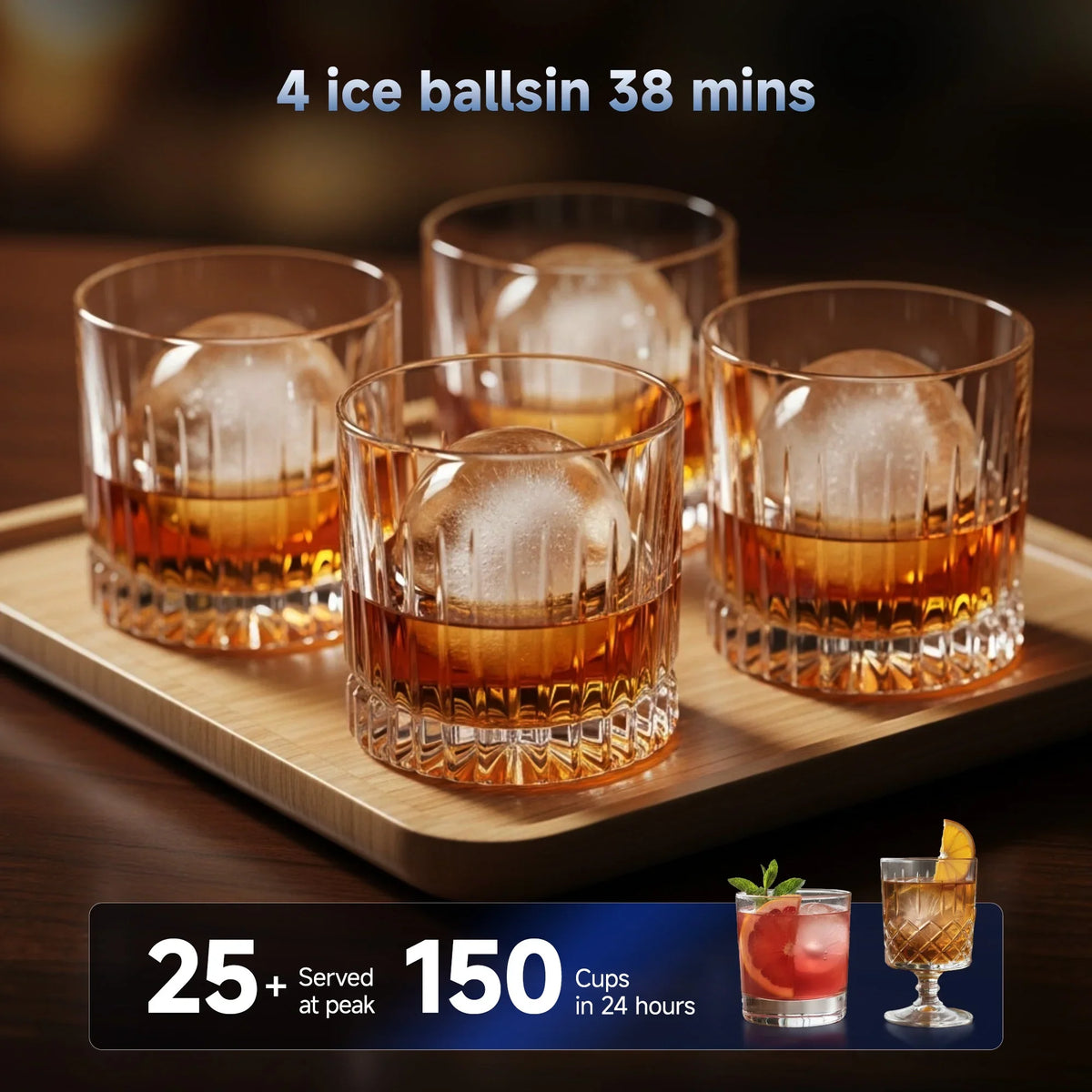 Simzlife Sphere Ice Maker, 10 Pcs/Hour, 150 Pcs/Day, Clear Ice Ball Maker with Enhanced Insulation, with LCD Touch - image 6