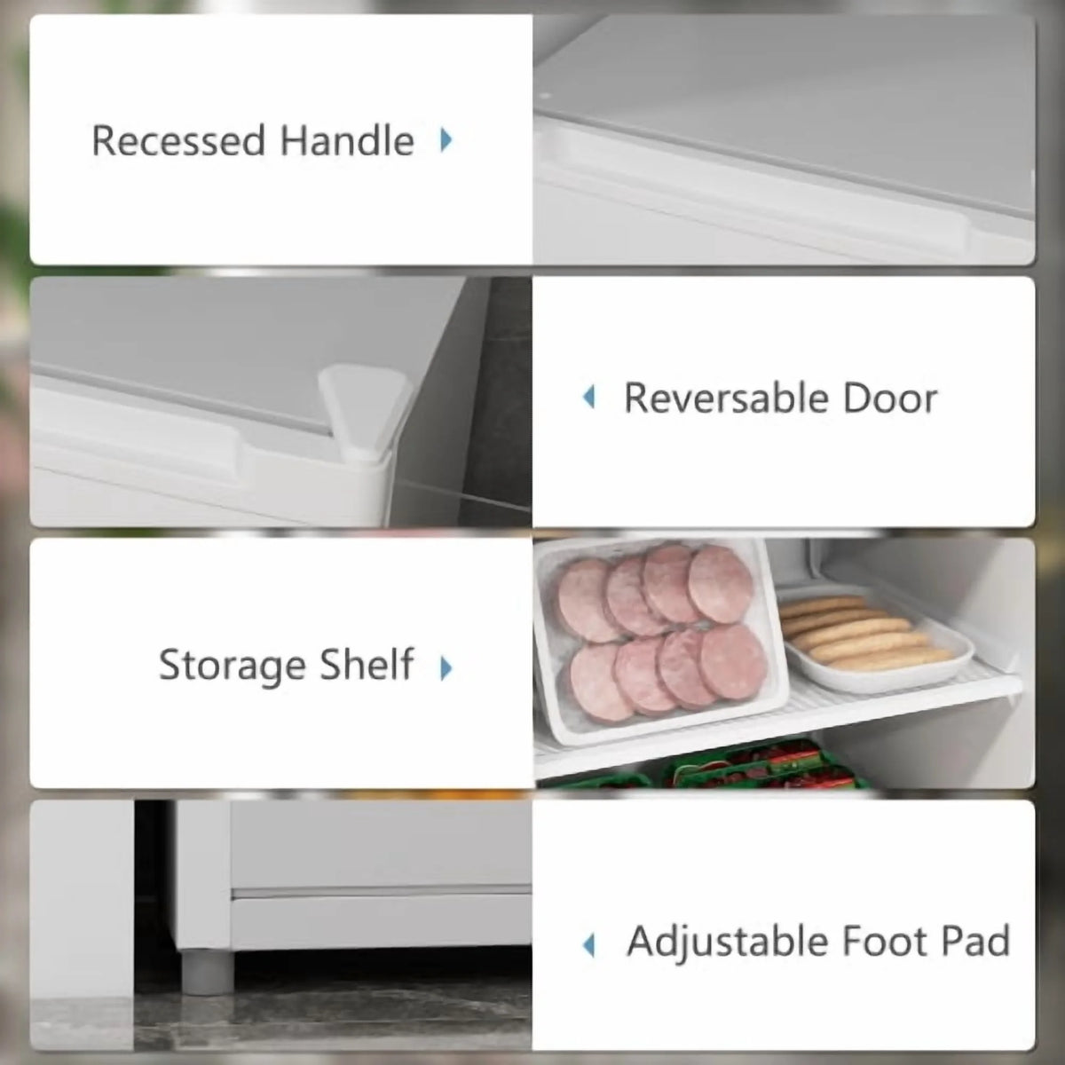HOMCOM Upright Freezer, 3.0 Cubic Feet Compact Mini Freezer with Reversible Single Door and Adjustable Thermostat, Small freezer for Home, Dorm, Apartment, Home Office, White - image 4