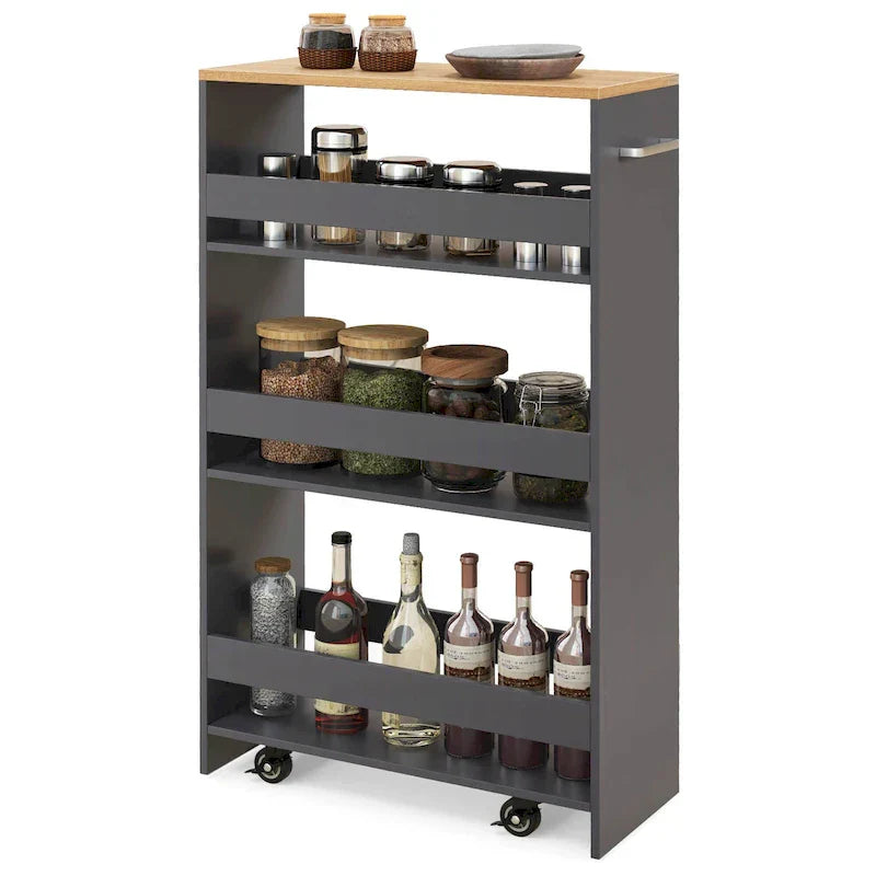 Costway 4-Tier Slim Rolling Kitchen Cart with Wheels - 8 Storage Compartments - image 4