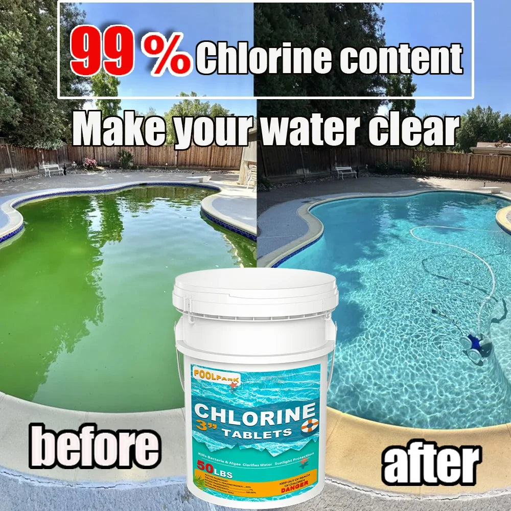 50 lb Pool & Spa Chlorine Tablets Pool Supplies 50 Pounds 3 in Chlorine Stabilizer Hot Tubs Bathtub Chlorinating Tablets - image 2