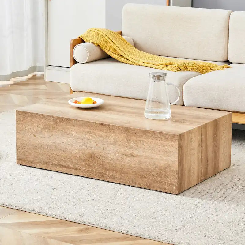 Contemporary Rectangular Coffee Table with Sturdy Base and Imitation Marble Finish for Living Room - image 3