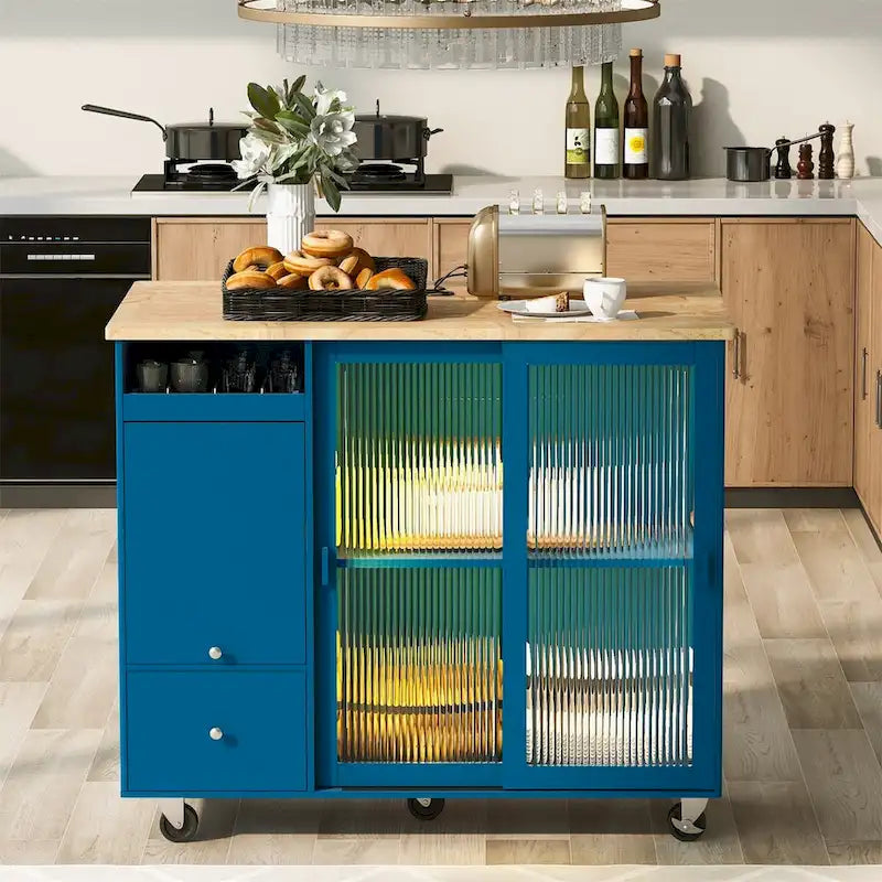 Merax Spacious Kitchen Island Cart with Adjustable Shelf and Dual Drawers - image 22