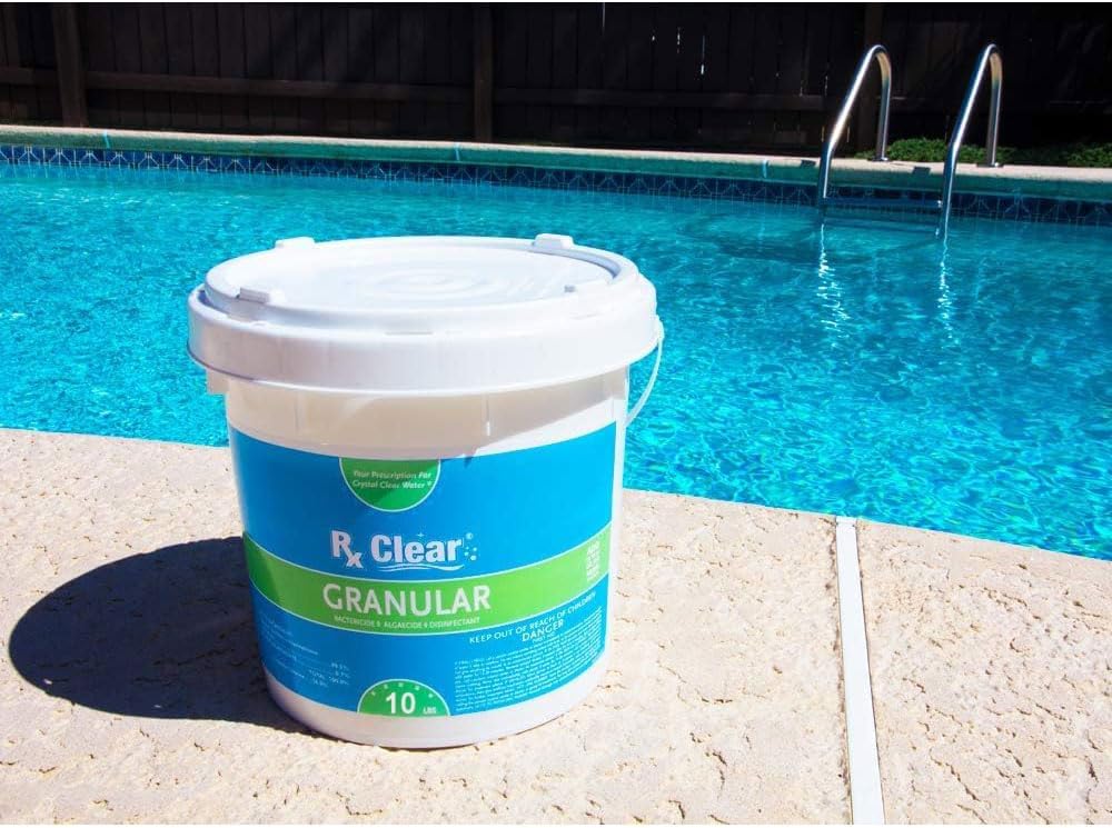 Clear Stabilized Granular Chlorine | One 50-Pound Bucket | Use As Bactericide, Algaecide, and Disinfectant in Swimming Pools 