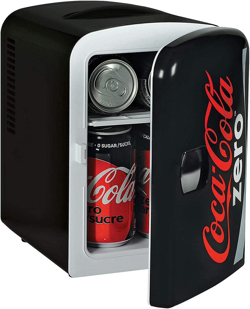Coca-Cola Coke Zero 4L Portable Cooler/Warmer, Compact Personal Travel Fridge for Snacks Lunch Drinks Cosmetics, Includes 12V and AC Cords - image 1