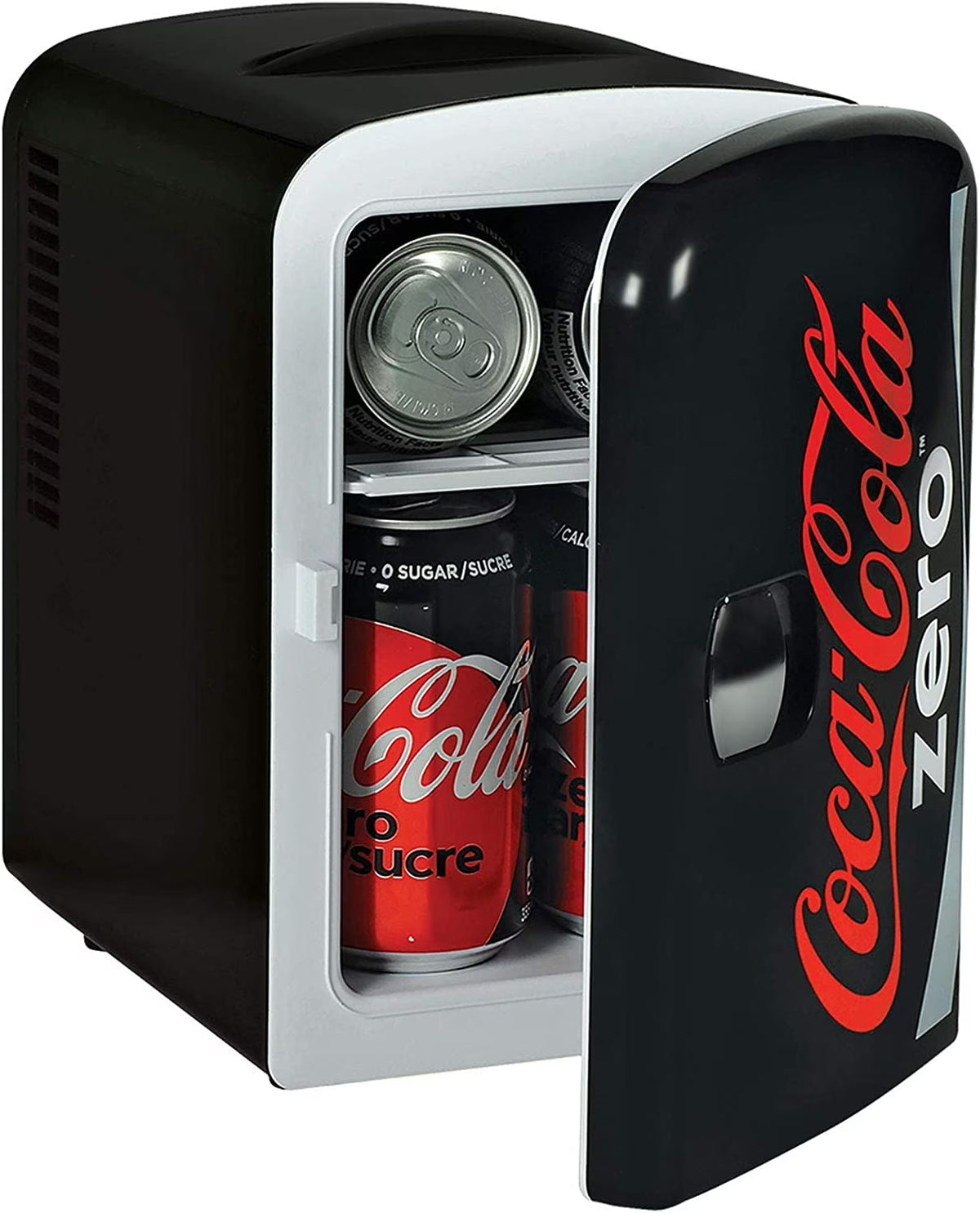 Coca-Cola Coke Zero 4L Portable Cooler/Warmer, Compact Personal Travel Fridge for Snacks Lunch Drinks Cosmetics, Includes 12V and AC Cords - image 1
