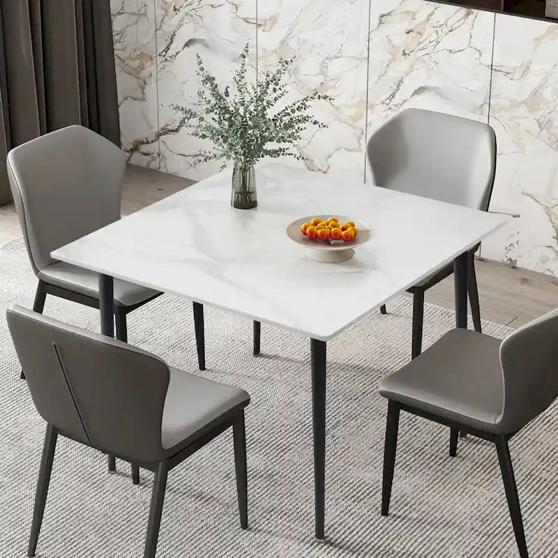 Contemporary Slate Kitchen Dining Table with Sintered Stone Surface and Metal Legs (Table Only) - 31.5 x 31.5 x 30 inches - image 2
