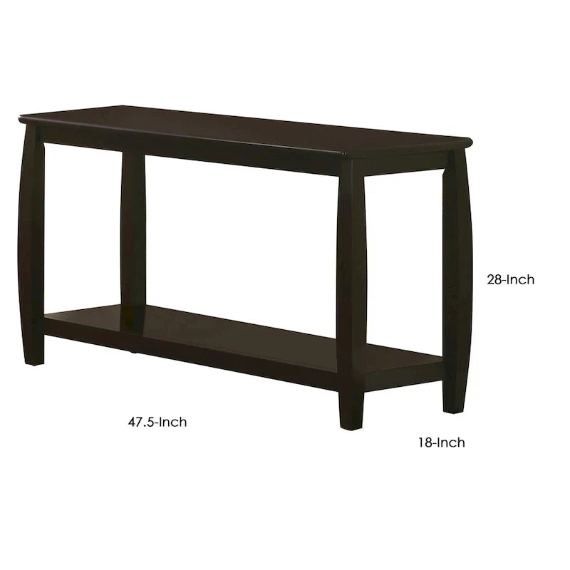 Modern Solid Wood Sofa Table with Subtle Curved Design in Dark Brown - image 5