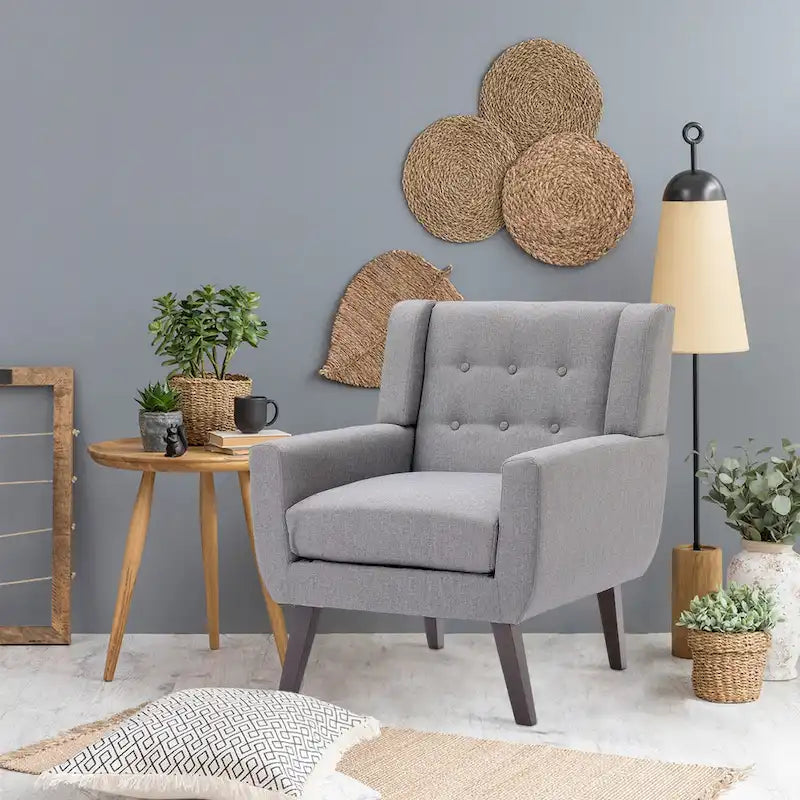 Contemporary Linen Button-Tufted Accent Chair - image 3