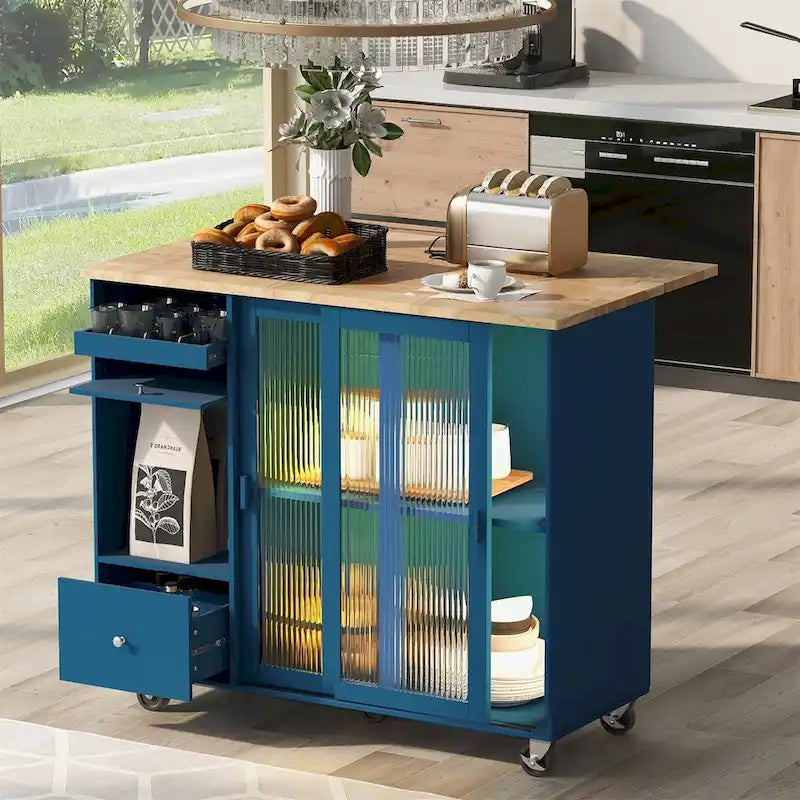 Merax Spacious Kitchen Island Cart with Adjustable Shelf and Dual Drawers - image 21