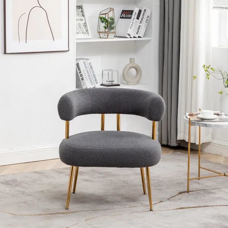 SEYNAR Contemporary Glam Upholstered Open-Back Accent Chair with Gold Legs - image 40