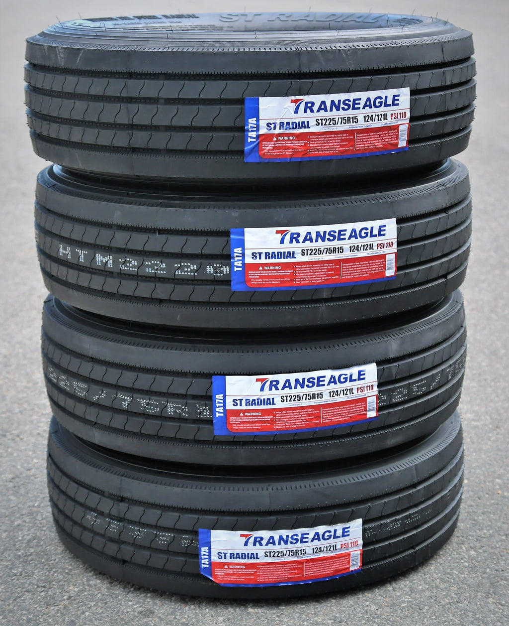 Set of 4 (FOUR) Transeagle All Steel ST Radial ST 225/75R15 Load G (14 Ply) Trailer Tires - image 1