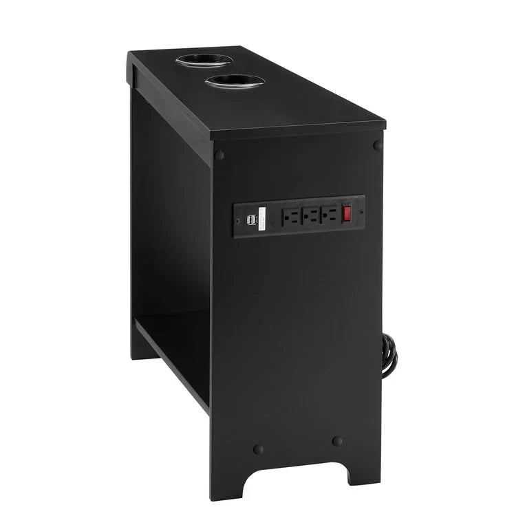 Compact Charging Side Table - Nightstand with Storage, Dual Power Outlets & USB Ports - image 6