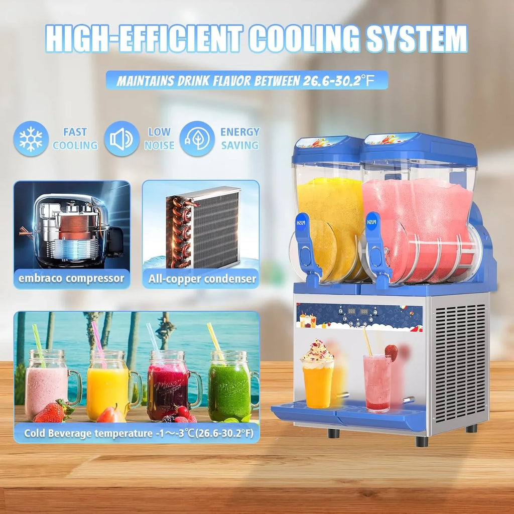 Commercial Slushy Machine - 1000W 30L Tanks Slush Maker Machine 304 Stainless Steel Commercial Margarita Machines Efficient C