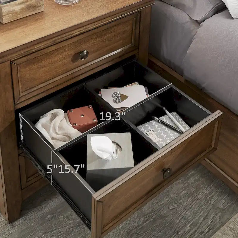 iNSPIRE Q Classic Ediline 3-Drawer Wooden Nightstand with Charging Station - image 4