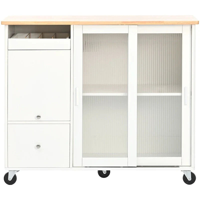Merax Spacious Kitchen Island Cart with Adjustable Shelf and Dual Drawers - image 13