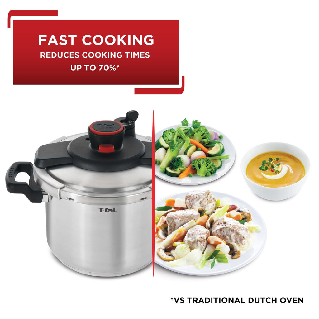 T-fal Clipso, Stainless Steel Pressure Cooker, 8 Quart, Silver
