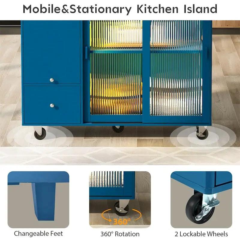 Merax Spacious Kitchen Island Cart with Adjustable Shelf and Dual Drawers - image 26