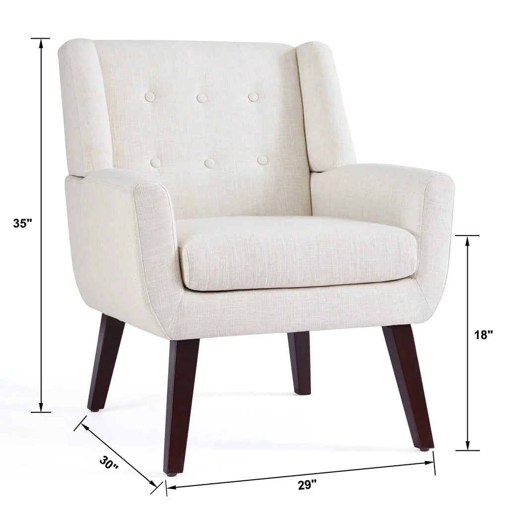 HUIMO Accent Chair, Button-Tufted Upholstered Living Room Chairs, Mid Century Modern Comfy Reading Chairs for Bedroom, Living