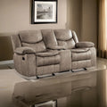 Joe 79-Inch Manual Dual Glider Recliner Loveseat with Console in Brown Microfiber - image 1
