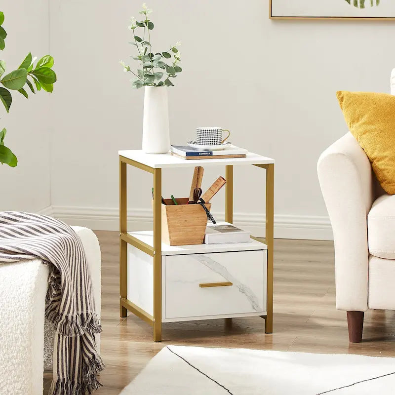 Javlergo Set of 2 Modern Square 1-Drawer Nightstands - Stylish End Tables for Bedroom and Living Room - image 8