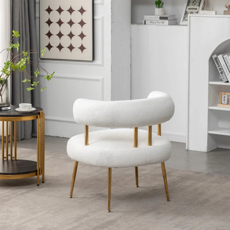 SEYNAR Contemporary Glam Upholstered Open-Back Accent Chair with Gold Legs - image 19