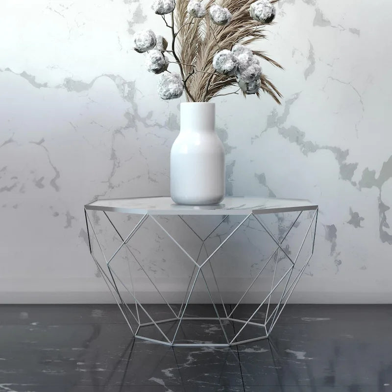 Malibu 22 Modern Octagonal Coffee Table with Tempered Glass Top and Durable Metal Geometric Base for Living Room or Office - image 11