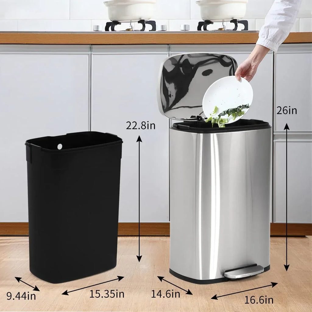Bigacc 13 Gallon 50 Liter Kitchen Trash Can with Touch-Free & Motion Sensor, Automatic Stainless-Steel Garbage Can, Anti-Fing