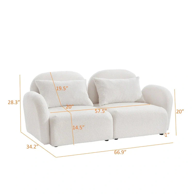 White Teddy Fabric Lazy Loveseat for Living Room - image 13
