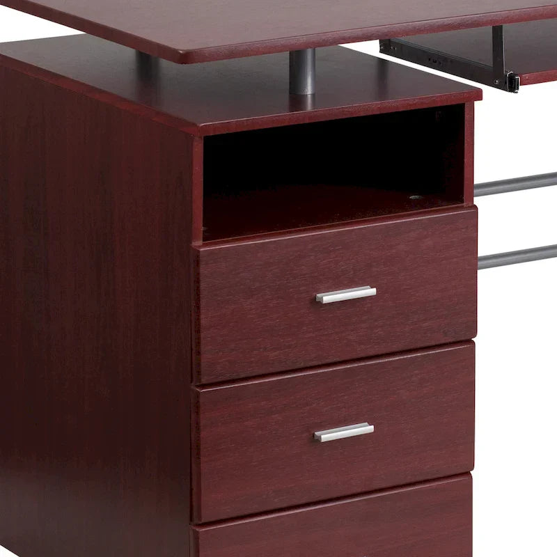 3-Drawer Pedestal Computer Desk with Keyboard Tray - image 13
