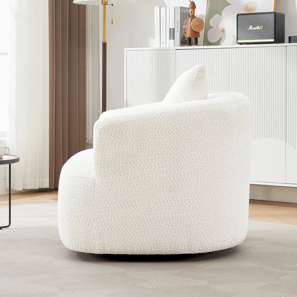 Harper & Bright Designs 360- Swivel Accent Chair, Barrel Chair Swivel Upholstered Sofa Chair with Cushion for Living Room Office, Beige - image 11