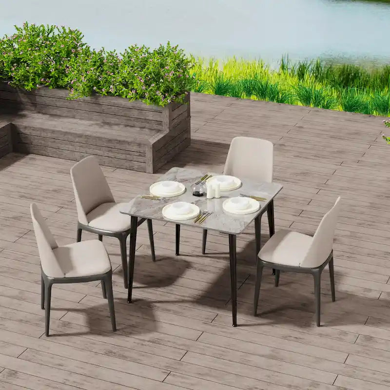 Contemporary Slate Kitchen Dining Table with Sintered Stone Surface and Metal Legs (Table Only) - 31.5 x 31.5 x 30 inches - image 15