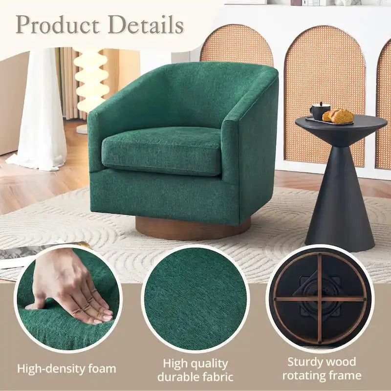 LUE BONA Contemporary Upholstered Wooden Barrel Swivel Accent Chair for Living Room - image 30