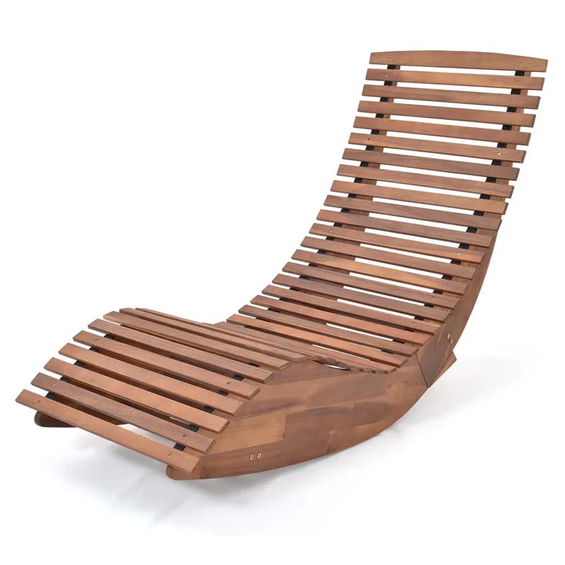 Acacia Wood Outdoor Patio Rocking Chair With Widened Slatted Seat Amp High Back Porch Rocker Sun Lounger For Backyard Garden 
