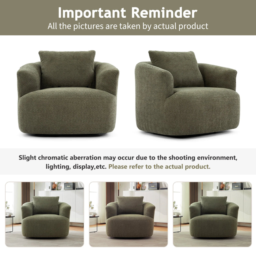 Harper & Bright Designs 360- Swivel Accent Chair, Barrel Chair Swivel Upholstered Sofa Chair with Cushion for Living Room Office, Beige - image 33