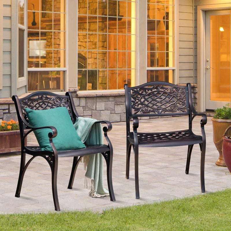 2/4Pcs All-Weather Cast Aluminum Chairs with Armrests & Curved Seats, Outdoor Dining Chairs Patio Bistro Armchairs - image 7
