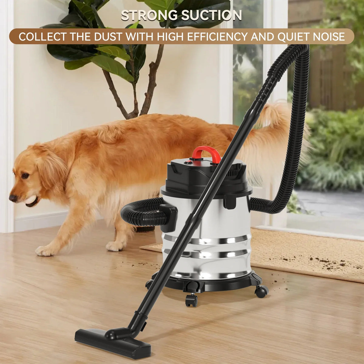 TOPTENG Wet Dry Vacuum Cleaner, 5 Gallon 1800W 6 HP Peak Stainless Steel Shop Vacuum Wet and Dry - image 8