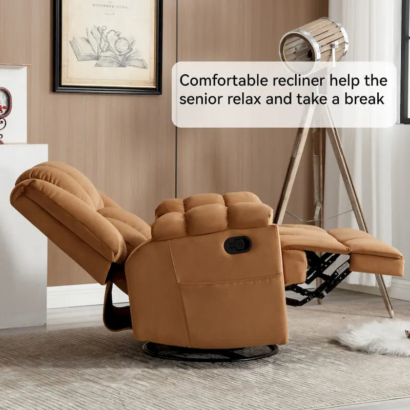 Extra-Large Swivel Rocker Recliner with Footrest and Pockets - Manual Operation - image 25