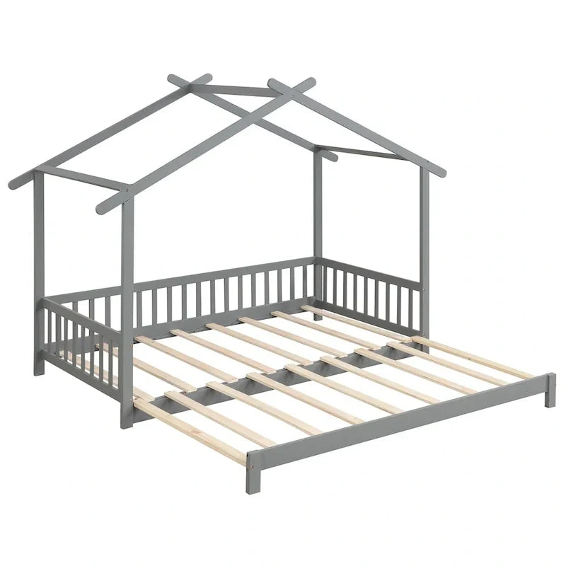 Gymax Twin to King Wooden House Bed Daybed with Safety Rails & Customizable Design - image 33