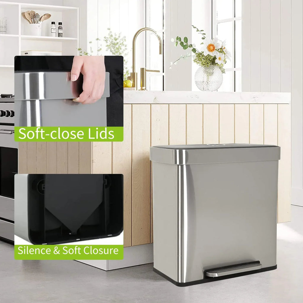Bigacc 13 Gallon 50 Liter Kitchen Trash Can with Touch-Free & Motion Sensor, Automatic Stainless-Steel Garbage Can, Anti-Fing