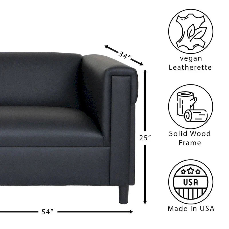Mid-Century Modern Loveseat Sofa by Coast to Coast - Upholstered Faux Leather with Solid Wood Frame - image 3