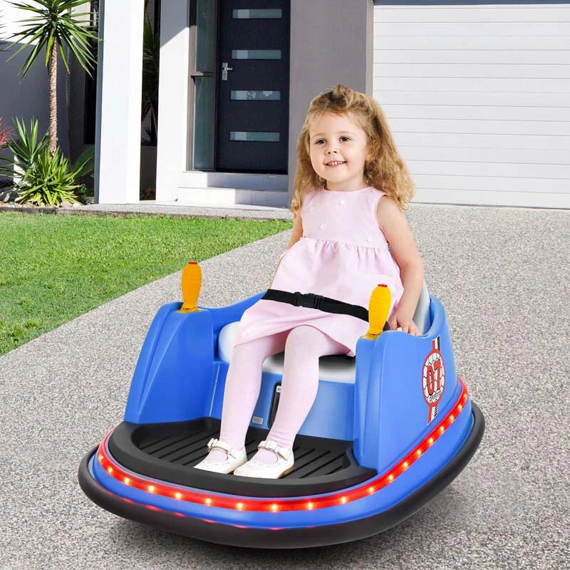 12V Toddler Bumping Car Battery Powered Baby Ride On Bumper Car With Dual Joysticks Flashing Led Light Amp 360 Degree Spin