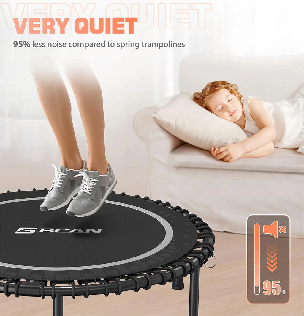 BCAN 450/550 LBS Foldable Mini Trampoline, 40"/48" Fitness Trampoline with Bungees, U Shape Adjustable Foam Handle, Stable & Quiet Exercise Rebounder for Adults Indoor/Outdoor Workout - image 59